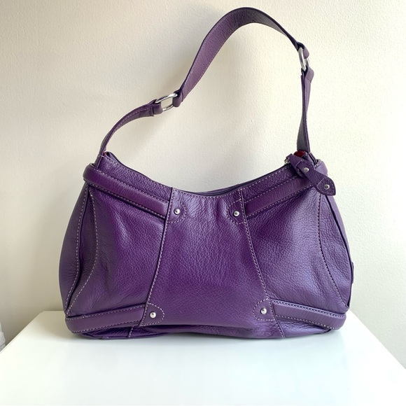 Maxx New York Signature Purple Pebbled Leather Handbag - Picture 2 of 14